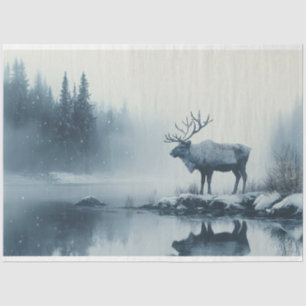 Karibu-Winterlandschaft-Decoupage Seidenpapier