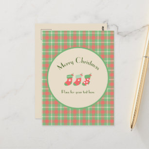 Kariert auf Weihnachten grüner Basis Postkarte