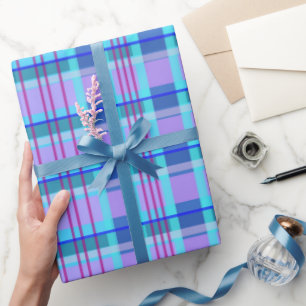 kariert Blau Geschenkpapier