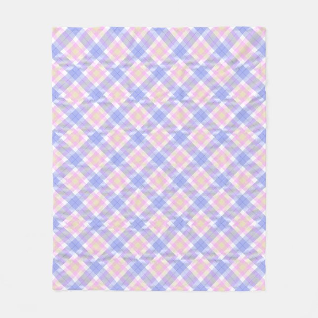 Kariert Blau-Rosa-Gelb Fleecedecke (Vorderseite)
