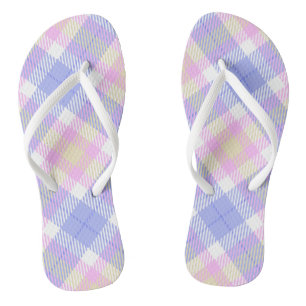 Kariert Blau-Rosa-Gelb Flip Flops