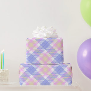 Kariert Blau-Rosa-Gelb Geschenkpapier