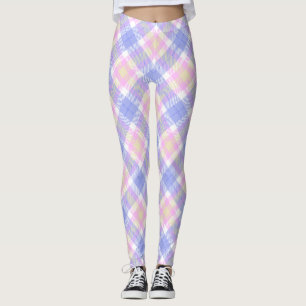 Kariert Blau-Rosa-Gelb Leggings