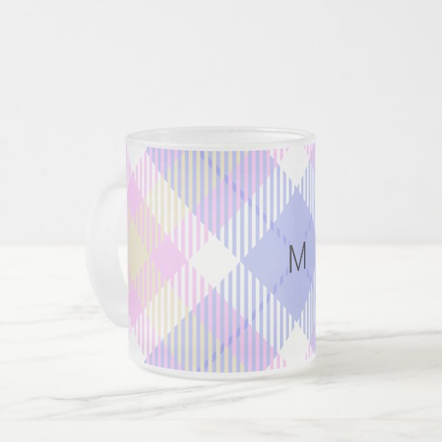 Kariert Blau-Rosa-Gelb Mattglastasse (Vorderseite Links)