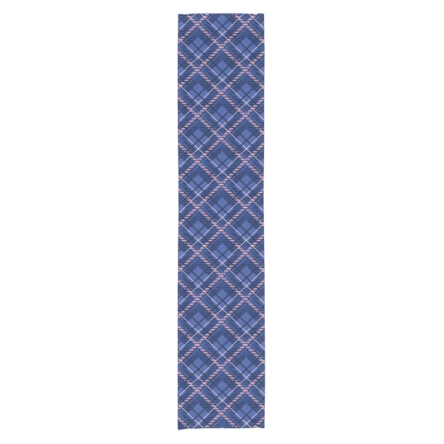 Kariert Blau und Rosa Kurzer Tischläufer (Vorderseite)