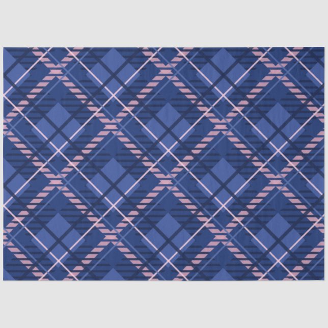 Kariert Blau und Rosa Seidenpapier (Vorderseite)
