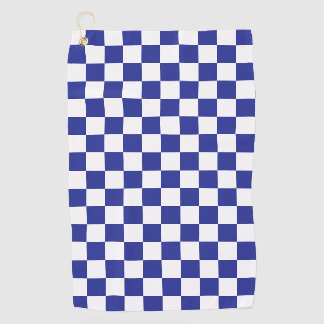 Kariert Blau und Weiß  Golfhandtuch (Vorderseite)