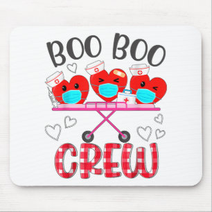 Kariert Boo Boo Crew Valentine's Day Heart Nurse W Mousepad