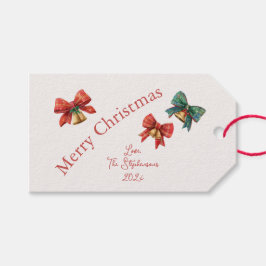 Kariert Bows Bells Retro Weihnachten Geschenkanhänger