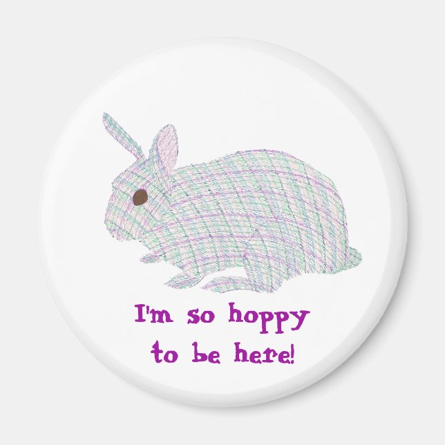 Kariert Bunny, ich bin so froh hier zu sein, Magne Magnet (Vorne)