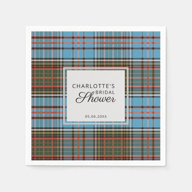 Kariert Clan Anderson Brautparty Tartan Paper Serviette (Vorderseite)