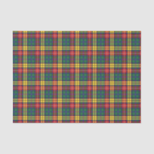 Kariert Clan Buchanan Yellow Green Karo Tartan Seidenpapier (Vorderseite)