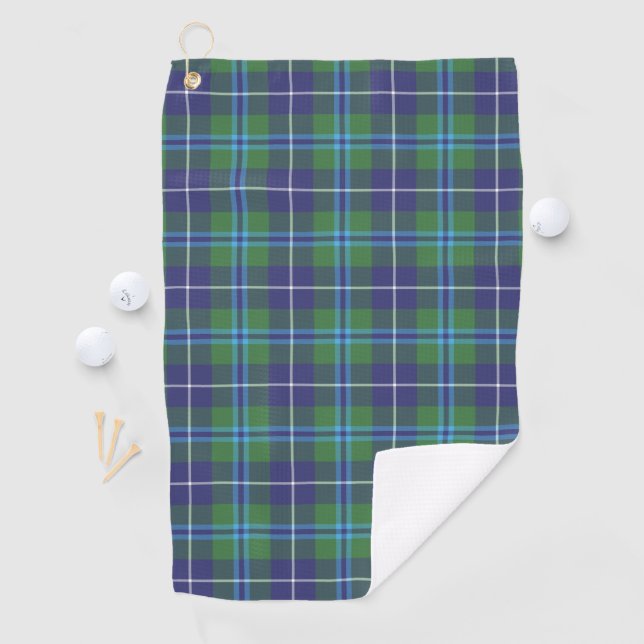 Kariert Clan Douglas Blue Green Karo Tartan Golfhandtuch (Insitu)
