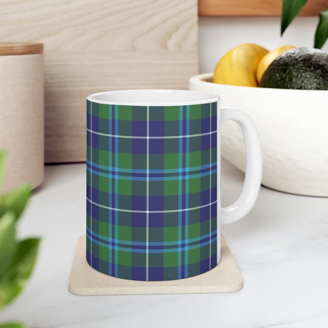 Kariert Clan Douglas Tartan Blue Green Karo Kaffeetasse (Plaid Rustic Clan Douglas White 11oz Coffee Mug)