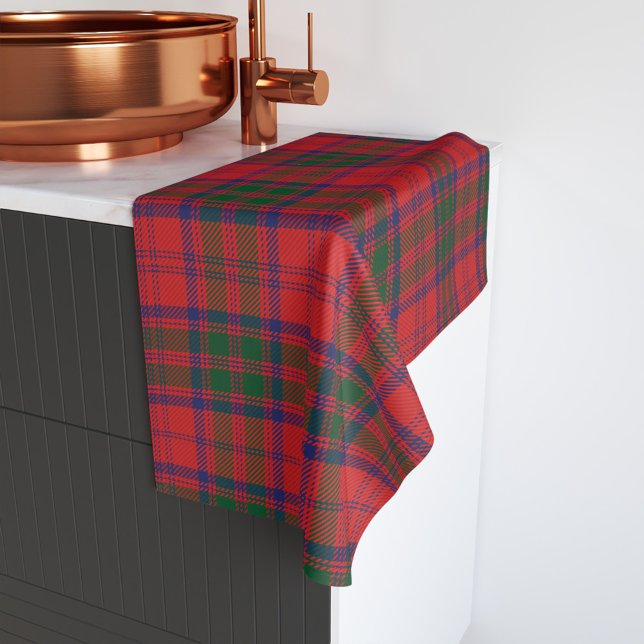 Kariert Clan Grant Red Blue Green Karo Tartan Handtuch (Rustic Red Green Plaid Checkered Tartan Hand Towel)