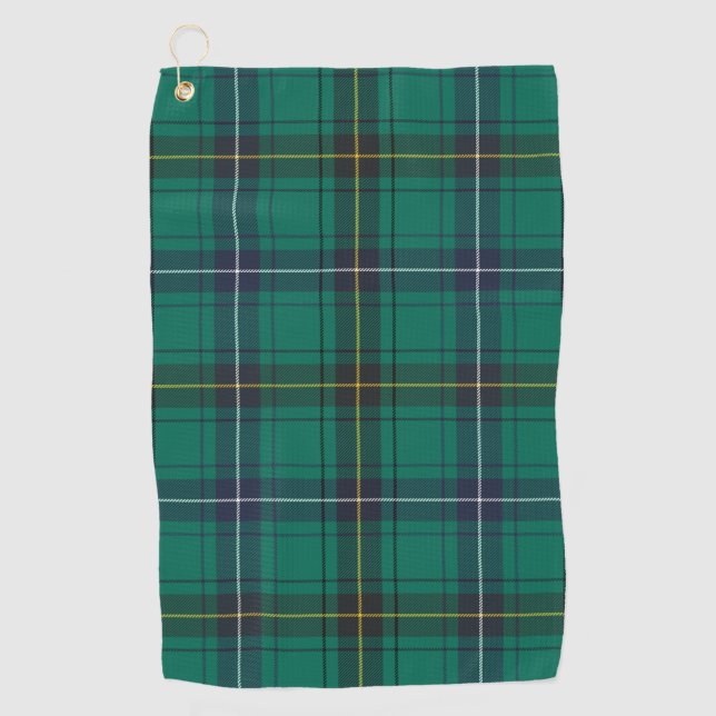 Kariert Clan Henderson Green Karo Tartan Golfhandtuch (Vorderseite)