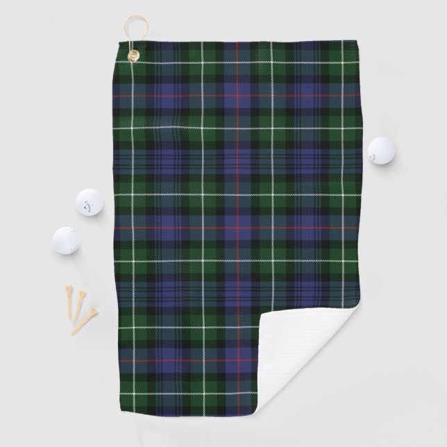Kariert Clan MacKenzie Green Lila Karo Tartan Golfhandtuch (Insitu)