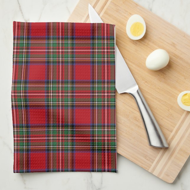 Kariert Clan Stewart Red Green Blue Karo Tartan Geschirrtuch (Viertel Falte)
