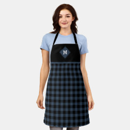 Kariert Diamond Initial Dunkelblau + Schwarze Schü Schürze