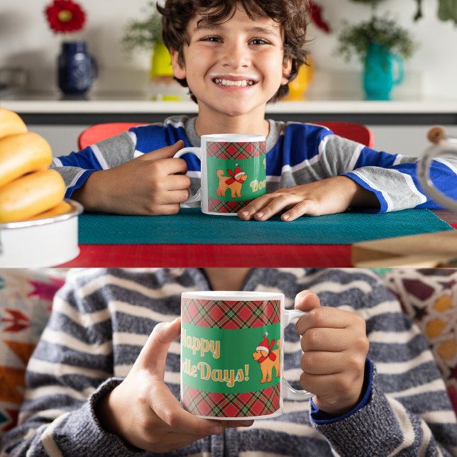 Kariert Doodle Golden Yellow Dog Personalisiert Kaffeetasse (Happy DoodleDays!)