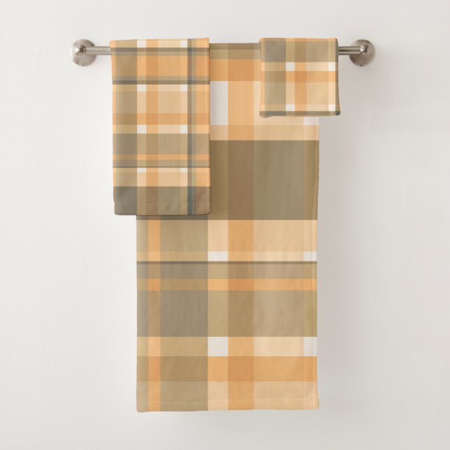 Kariert Fall Shades Browns Orange Beige Badhandtuch Set (Insitu)