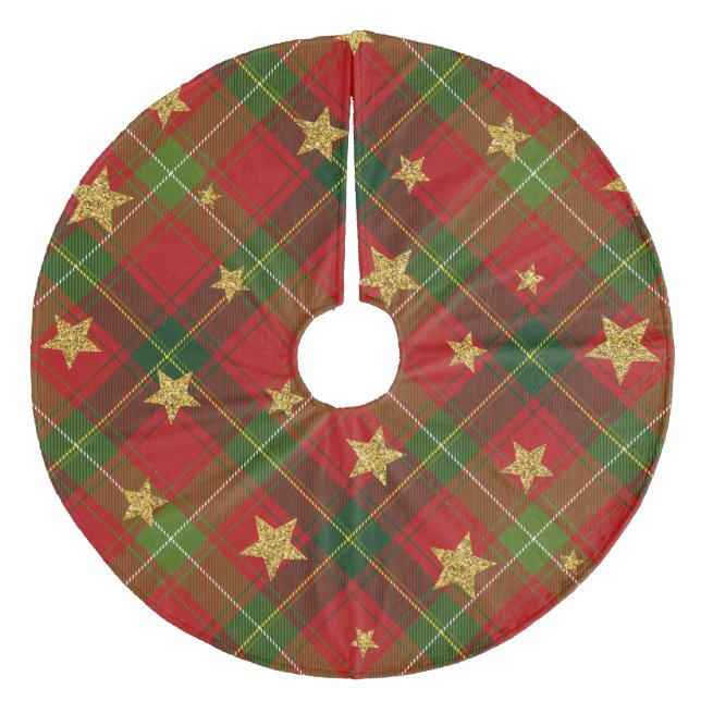 Kariert Fleece Weihnachtsbaumdecke (Vorderseite)