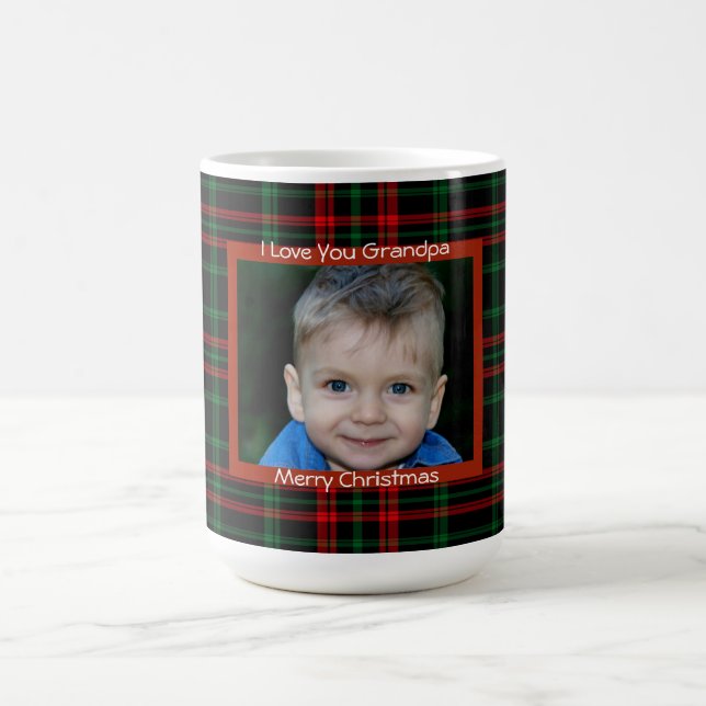 Kariert, frohe Weihnachten, maßgeschneidertes Foto Kaffeetasse (Mittel)