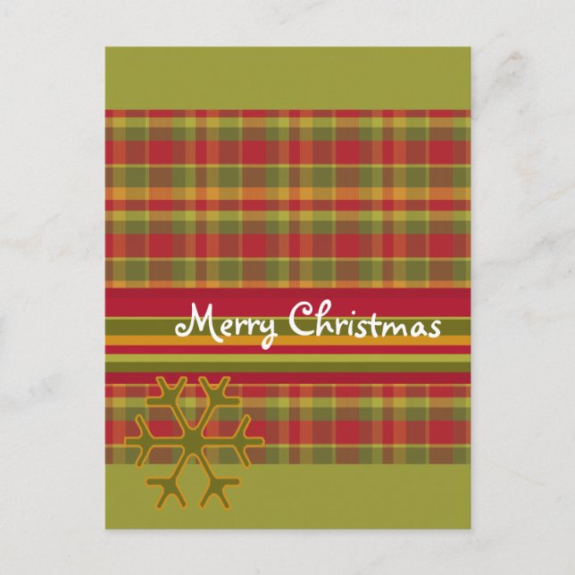 Kariert Frohe Weihnachts-Postkarte Feiertagspostkarte (Vorderseite)