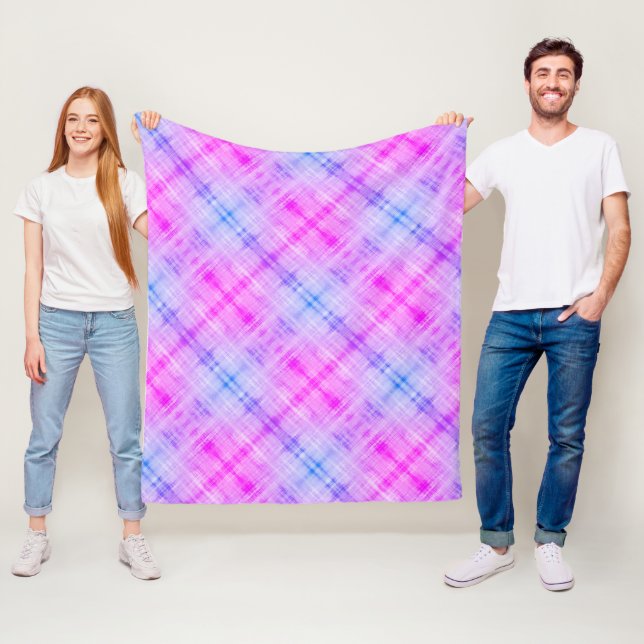 Kariert Fuschia Blue Boho Fleecedecke (Beispiel)