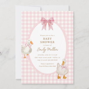 Kariert Gänsedusche Coquette Babydusche Einladung