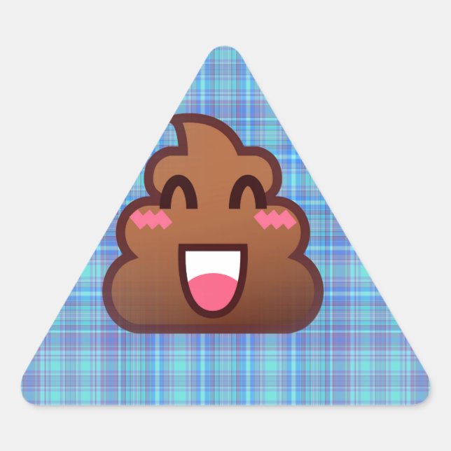 kariert gekackt Emoji Dreieckiger Aufkleber (Vorderseite)