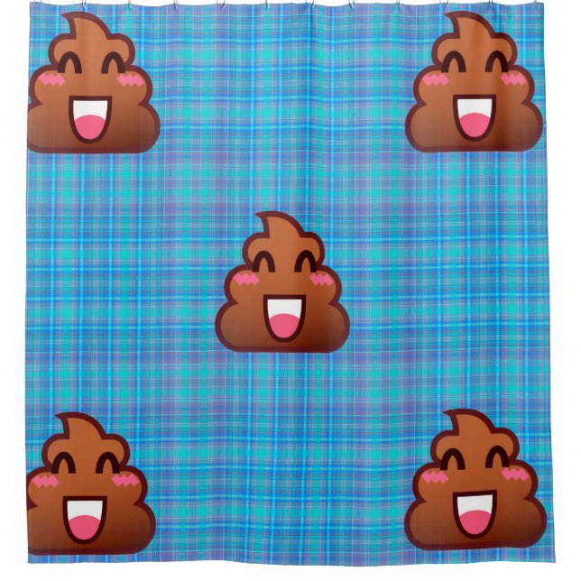 kariert gekackt Emoji-Duschvorhang Duschvorhang (Vorderseite)