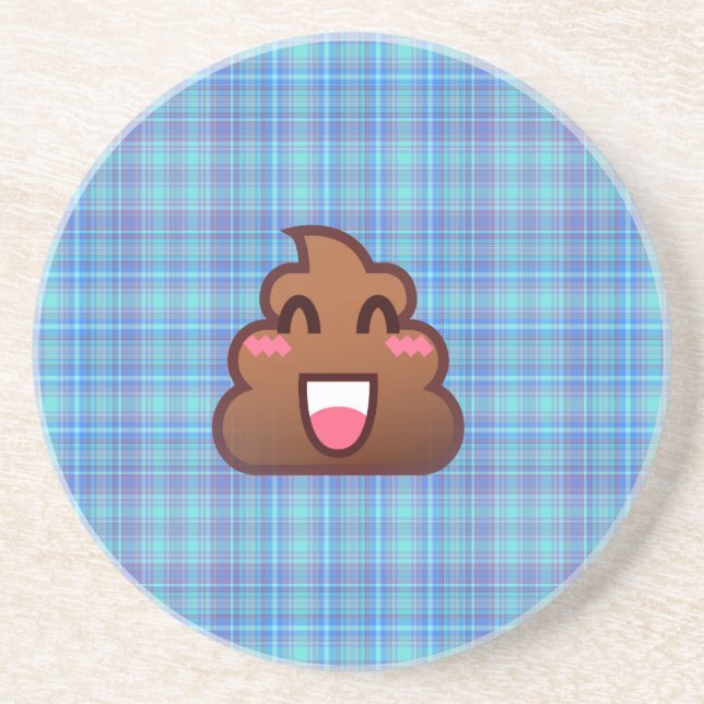 kariert gekackt Emoji Getränkeuntersetzer (Vorne)