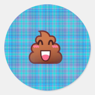 kariert gekackt Emoji Runder Aufkleber