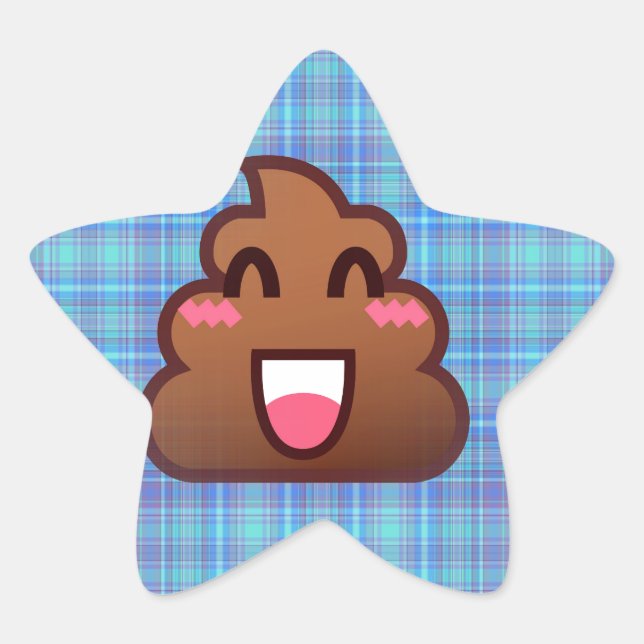 kariert gekackt Emoji Stern-Aufkleber (Vorderseite)