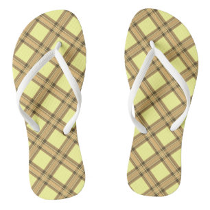 Kariert-Gelbe Flip Flops