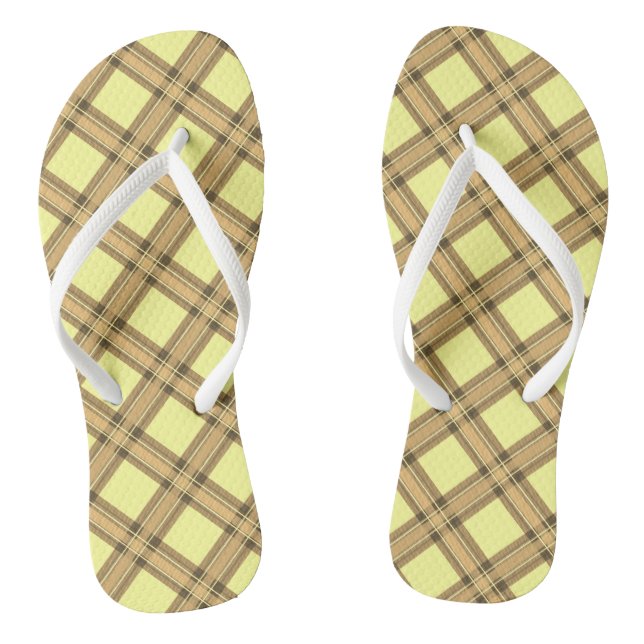 Kariert-Gelbe Flip Flops (Fußbett)