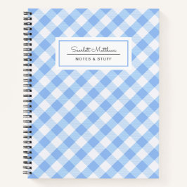 Kariert Gingham Blue Pattern Name Notebook Notizbuch