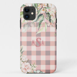 Kariert Gingham Floral Monogram Case-Mate iPhone Hülle