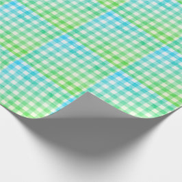 Kariert Gingham Lime Green Blue Modern Simple Karo Geschenkpapier