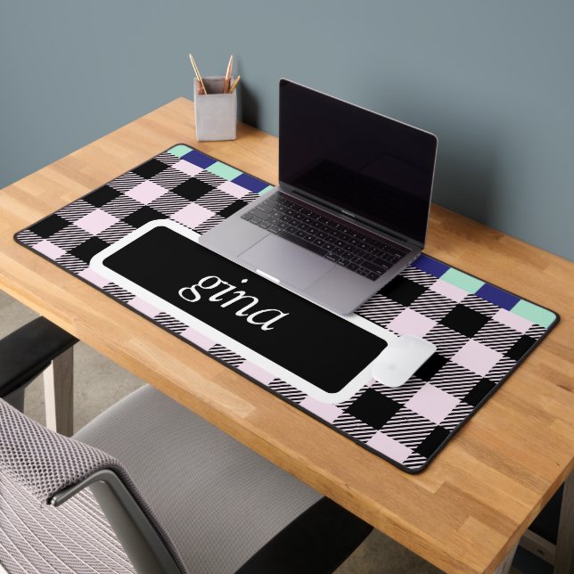 Kariert Gingham Personalisiert Schreibtischunterlage (Büro 2)