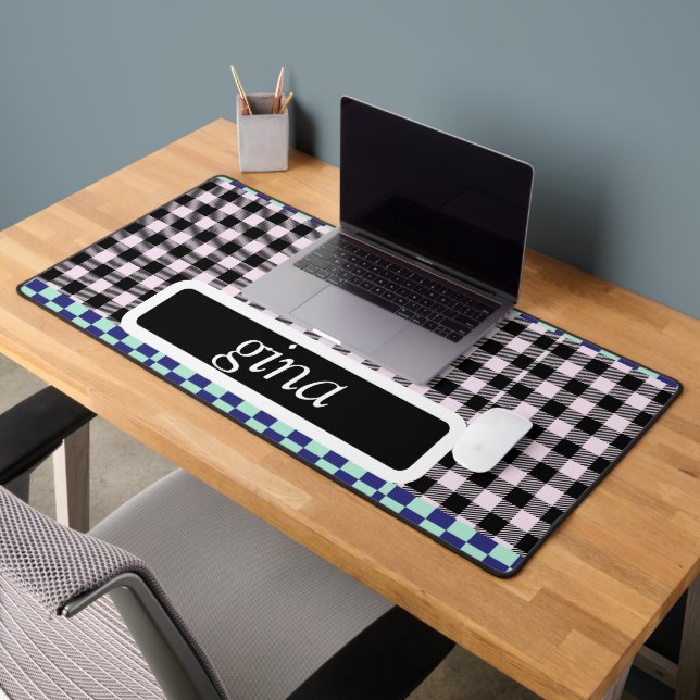 Kariert Gingham Personalisiert Schreibtischunterlage (Büro 2)