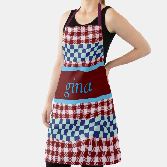 Kariert Gingham Personalisiert Schürze (InSitu)