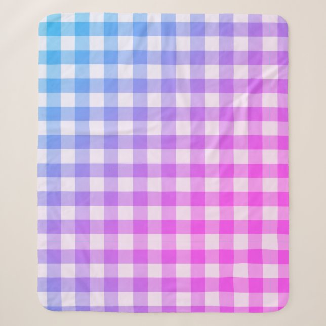 Kariert Gingham Pink Blue Modern Einfaches Karo Sherpadecke (Vorderseite)