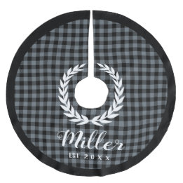 Kariert Graue Urlaubsbezeichnung + Weihnachten Polyester Weihnachtsbaumdecke