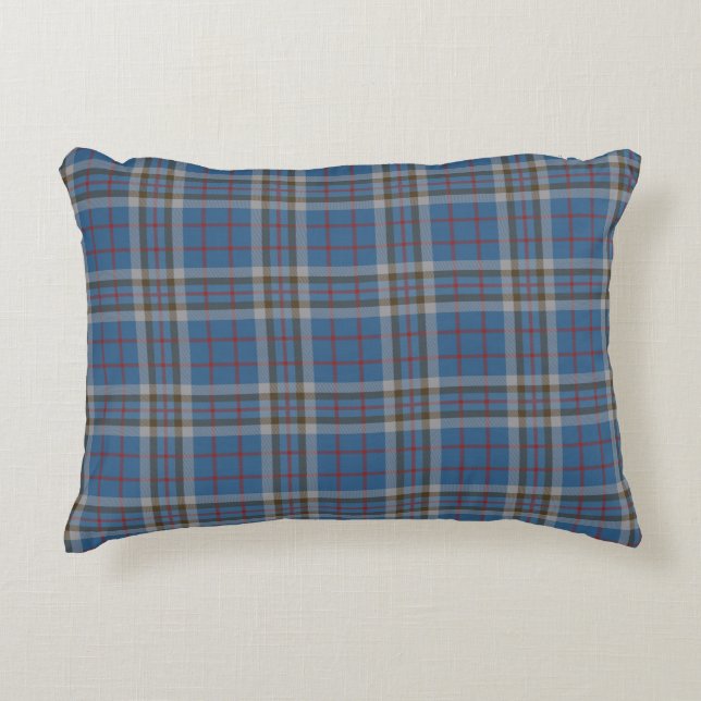 Kariert Gray Blue Rustic Dekokissen (Vorderseite)