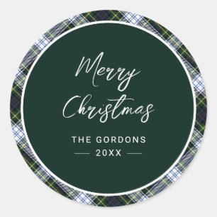 Kariert Green Rustic Clan Gordon Tartan Runder Aufkleber