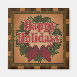 Kariert Happy Holiday Wreath Magnet