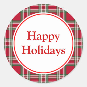 Kariert Happy Holidays Aufkleber