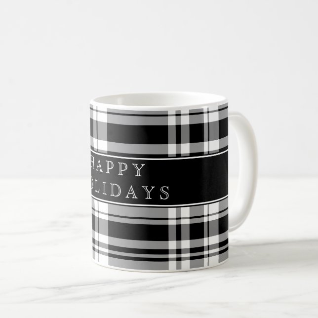 Kariert Happy Holidays Kaffee Tasse (VorderseiteRechts)
